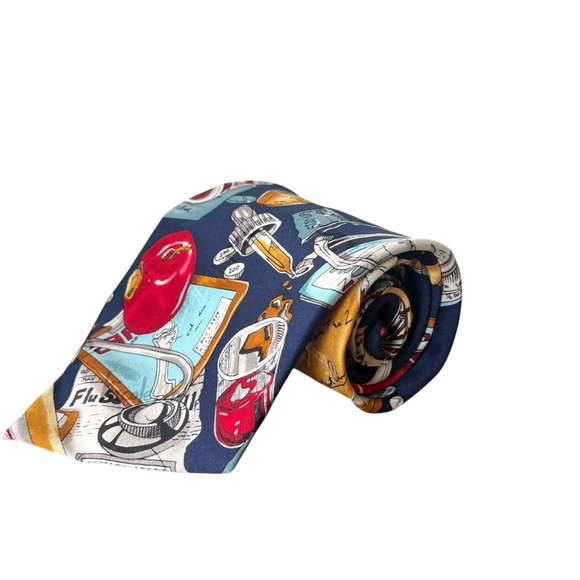Vintage Nicole Miller 1994 Doctor Medical themed tie | 100% Silk | Made in Korea - Picture 1 of 9